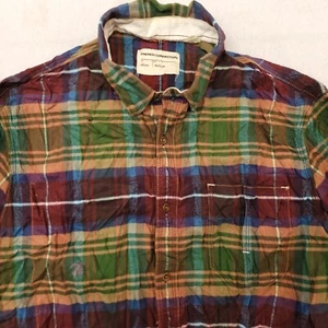 French Connection Tartan Flannel Casual Button Up Shirt Mens Size Medium M Green - Picture 1 of 10