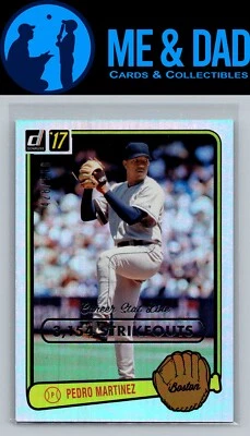 2017 Donruss #RV-42 Pedro Martinez Retro Variations 1983 Career Stat Line #/500 - Image 1 of 2