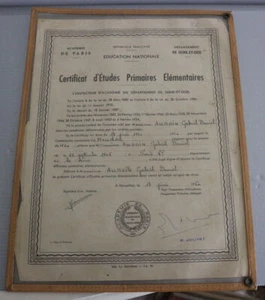 Ancien diplome brevet certificat ETUDES PRIMAIRES AUBOIN MEUDON VERSAILLES 1960 - Picture 1 of 2