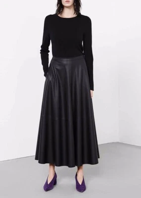 Custom Made To Order Faux Leather Long  A-line Flared Day Skirt Plus 1x-10x Y810 - Image 1 of 4