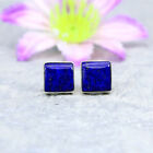 Handmade Natural Certified Lapis Lazuli  Sterling Silver Stud Earrings For Women