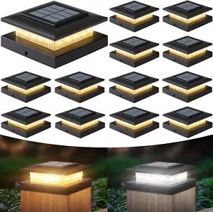 4X4 Post Solar Lights Outdoor: 12 Pack 2 Lighting Modes Fence Deck Cap Lights - - Picture 1 of 7