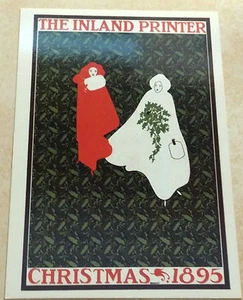 Impresión artística postal grande vintage 1895 Will Bradley Inland Printer Navidad 4"x6" - Imagen 1 de 2