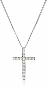 Sterling Silver Zirconia Cross Pendant Necklace - Picture 1 of 1