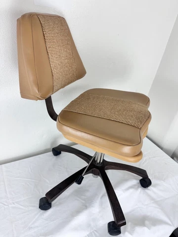 Vtg Mcm Steelcase Swivel Tanker Office Chair Industrial padded vinyl &  tweed Cover