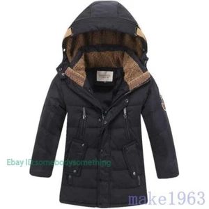 Boys Size Hooded Coat Duck Down Thicken Jacket Long Parka Warm Winter Outwear - Picture 1 of 25