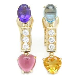 Orecchini BVLGARI 334677 Allegra oro giallo 18 carati topazio ametista diaman... - Foto 1 di 10