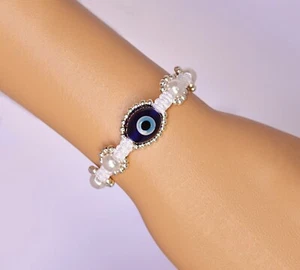 Hechas a mano Macramé - Pulseras con cuentas para mal de ojo Hombres Mujeres Damas Joyería - HB109 - Imagen 1 de 10