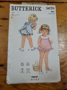 Vintage Butterick Toddler One Piece Dress Bloomers Pattern 5670 Size1 Free Ship - Picture 1 of 2