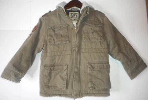Boyz Wear by Nannette Fleece Lined Hooded Green Field Jacket Boys 6 Patches READ - Picture 1 of 14