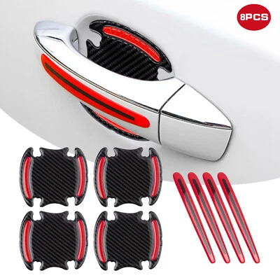 8x Anti-Scratch Reflective Door Handle Bowl Sticker Guard Film For Honda Toyota - Image 1 of 4