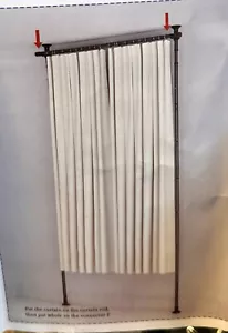 Room Divider ~ Drill Free Tension Curtain Rod Freestanding Wall Divider/curtain - Picture 1 of 6