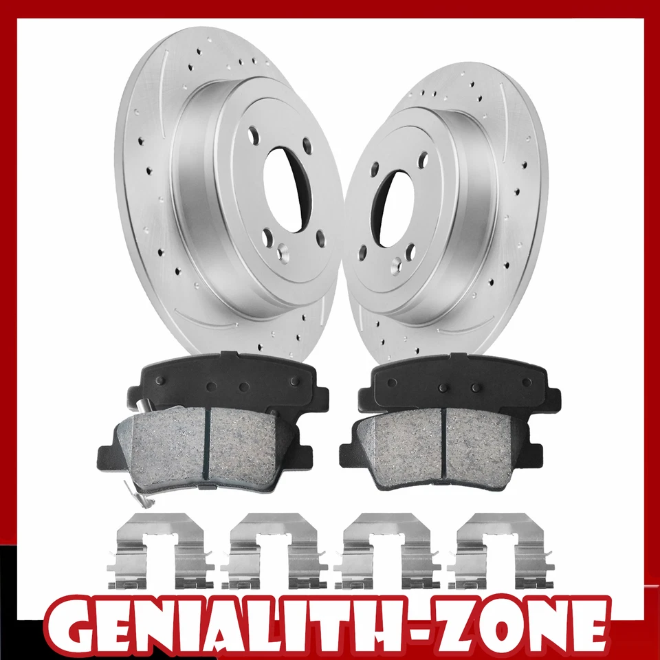 Rear Brake Rotors Ceramic Pad Kit for 2012-2015 2016 2017 Hyundai Accent Kia Rio Foto 1 de 4