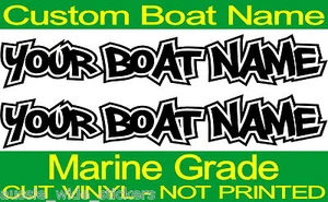 Fishing BOAT NAME Marine Vinyl Custom Decal Stickers PAIR 600mm - Picture 1 of 4