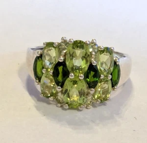Gemporia sterling silver, peridot & diopside cocktail ring size M/N - Picture 1 of 6