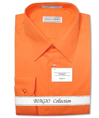 Biagio Mens 100% COTTON Solid BURNT ORANGE Color Dress Shirt sz 18 36/37 - Image 1 of 4