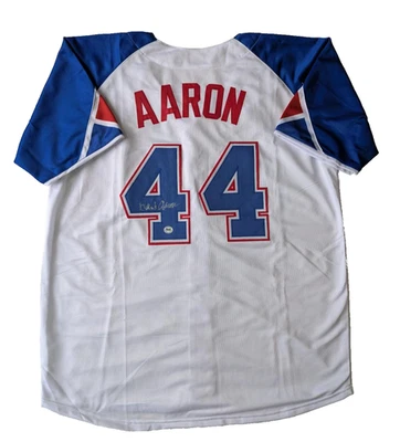 Camiseta deportiva personalizada autografiada firmada por Hank Aaron con certificado de autenticidad talla XL Foto 1 de 3