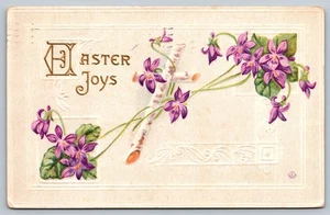 Vintage Easter Postcard with Purple Violets & Cross Embossed Design - Picture 1 of 2
