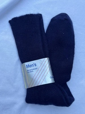 Vintage Socks Hi-Bulk Orlon Acrylic navy Blue USA Mens 10-13 NOS - Image 1 of 2