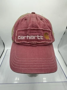 Cappello camionista Carhartt berretto schiena rete invecchiata rosa e marrone toppa logo regolabile - Foto 1 di 8