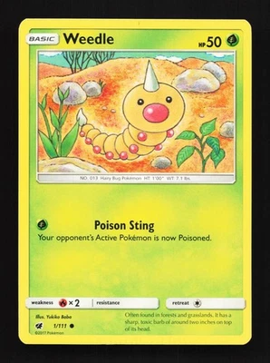 Weedle 1/111 LP Crimson Invasion English Pokemon Card TCG - Image 1 of 4