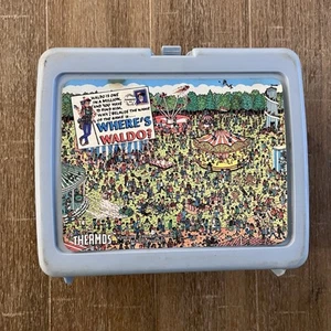 Fiambrera de plástico azul Wheres Waldo vintage años 90 - Imagen 1 de 9