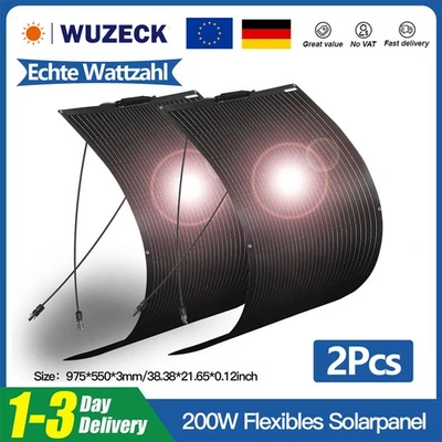 200W Flexibles Solarmodul 2x100W Monokristallines PV-modul für Wohnwagen Boot - Bild 1 von 4