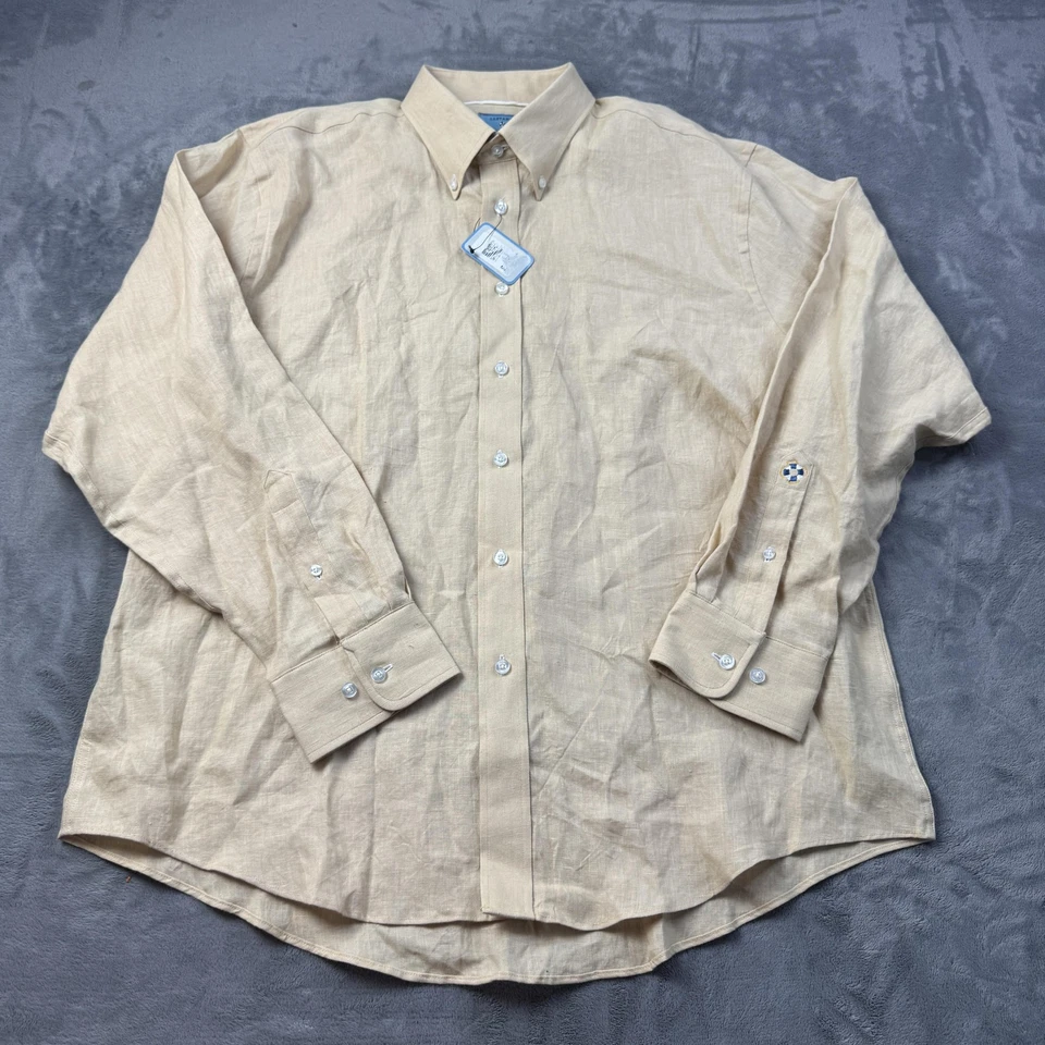 Camisa Náufrago Nantucket Island Para Hombre XL Lino Manga Larga Bordada con Botones Foto 1 de 4