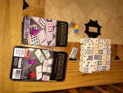 Cardinal Double Twelve Dominoes Set 91 Color Dot Dominoes - Image 1 of 4