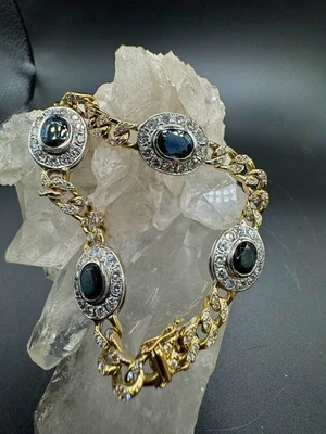 Brillant Saphir Panzer-Armband 18 Karat (750) massives Gold - über 5 Karat - Bild 1 von 4