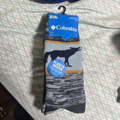 Columbia Men's Socks 2 Pair Blue Winter Fleece Warm Inside Gift Shoe Size 6-12 - Image 1 of 4
