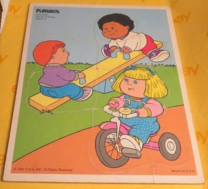 1991 “Let’s Play!” Vintage Playskool Cabbage Patch Kids 8 Piece Puzzle USA GUC - Picture 1 of 7