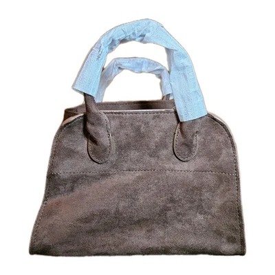 THE ROW Margaux 10 Handbag Purse Chocolate Brown Suede Top Handle Crossbody NWOT - Image 1 of 4
