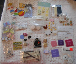 LARGE JUNK JOURNAL SUPPLIES scrapbooking Stickers Fabrics twist tie magnets word - Picture 1 of 9