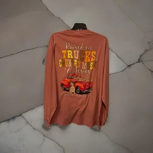 Simply Southern Raised On Trucks, Country Music, & Jesus Women's Long Sleeve Tee - Picture 1 of 12