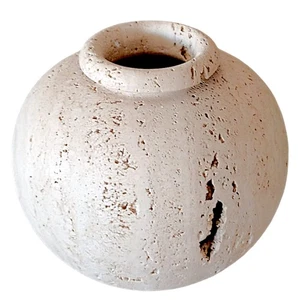 Handgefertigte Vase Travertin hell Mittelstück Vase Home Decor H 15 cm - Bild 1 von 3