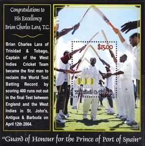 Trinidad & Tobago 2005 MNH MS, Brain Lara, World Batting Record, Cricket, Sports - Picture 1 of 1