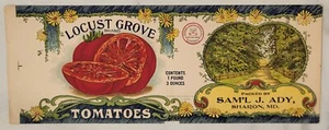 LABEL Can Locust Grove Tomatoes Samuel Ady Sharon Maryland - Picture 1 of 1