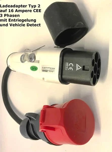 EV Ladekabel Typ 2 auf CEE 16 A , 3 Phasen  Adapter mit Schlüssel IEC 62196  - Bild 1 von 8