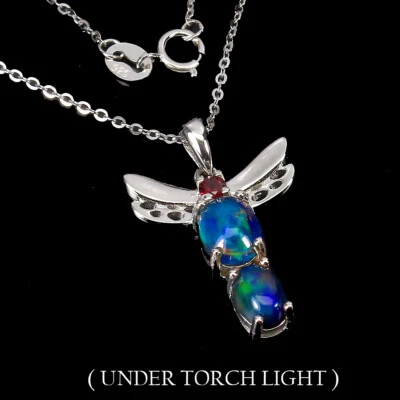 Collar de plata de ley 925 ovalado ópalo negro 8x6 mm joyas de piedras preciosas de rodolita 18 Foto 1 de 4