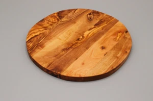 Tabla de servir redonda, Ø 25 cm, plato de pizza, tabla de cortar, de madera de olivo, - Imagen 1 de 4