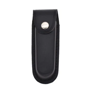 Black Leather Sheath Pocket Folding Knife Cover Multi Tool Case Pouch Holster #w - Picture 1 of 10
