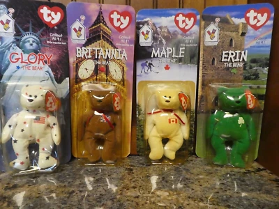 MCDONALDS INTERNATIONAL TY BEANIE BABY 1999 BRITANNIA, ERIN, GLORIA, ARCE COMO NUEVO Foto 1 de 4