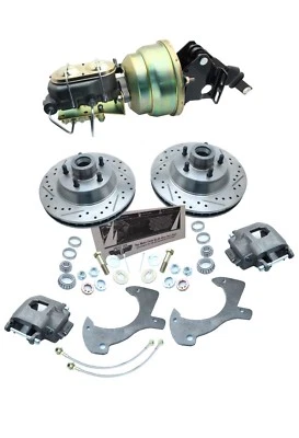 1961-72 FORD Galaxie Cars Power Booster & Disc Brake Kit Drilled/ Slotted Rotors - Изображение 1 из 4
