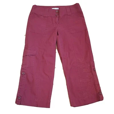 CAbi Pants Women's Size 8 Brick Red Cropped Cargo Embroidered Style 340 VGUC  - Image 1 of 4