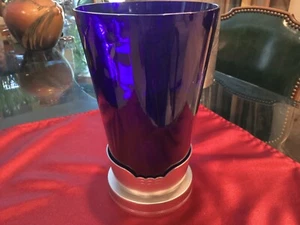 Kensington Aluminum Gainesborough Colbalt Glass Vase~ Excellent! - Picture 1 of 12
