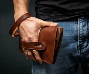 Herren Leder Clutch Tasche in braun - Bild 1 von 4