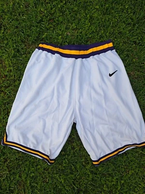 VINTAGE LSU TIGERS NIKE BASKETBALL AUTHENTIC GAME USED WORN WHITE SHORTS 3XL - Image 1 of 4