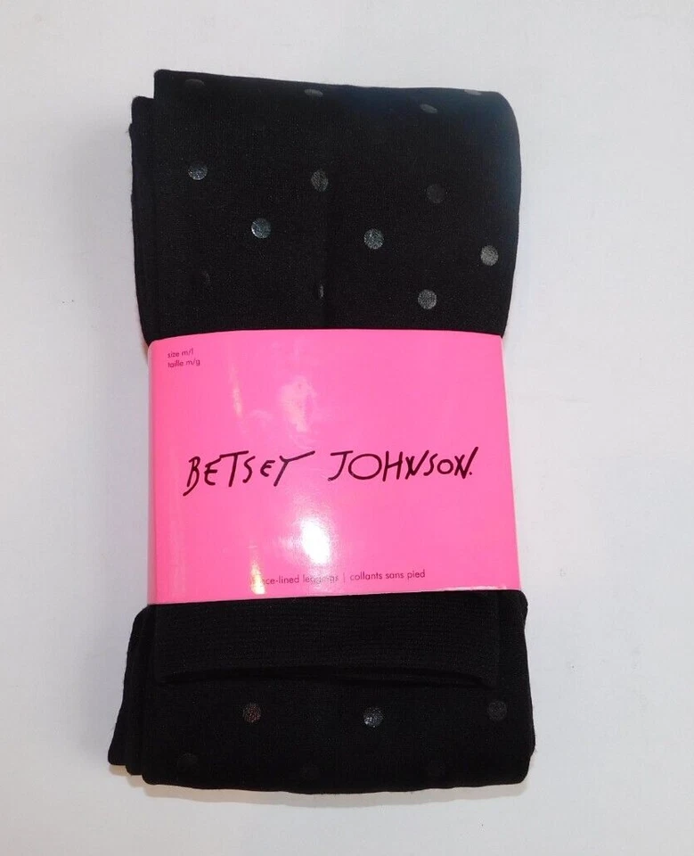 NUEVO CON ETIQUETAS Leggings Betsey Johnson Forrados de Vellón Negros M/L Lunares Transparentes Foto 1 de 4