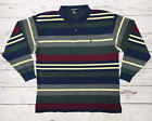 Vintage Nautica gestreiftes Muster Rugby Baumwolle Poloshirt langarm Herren M